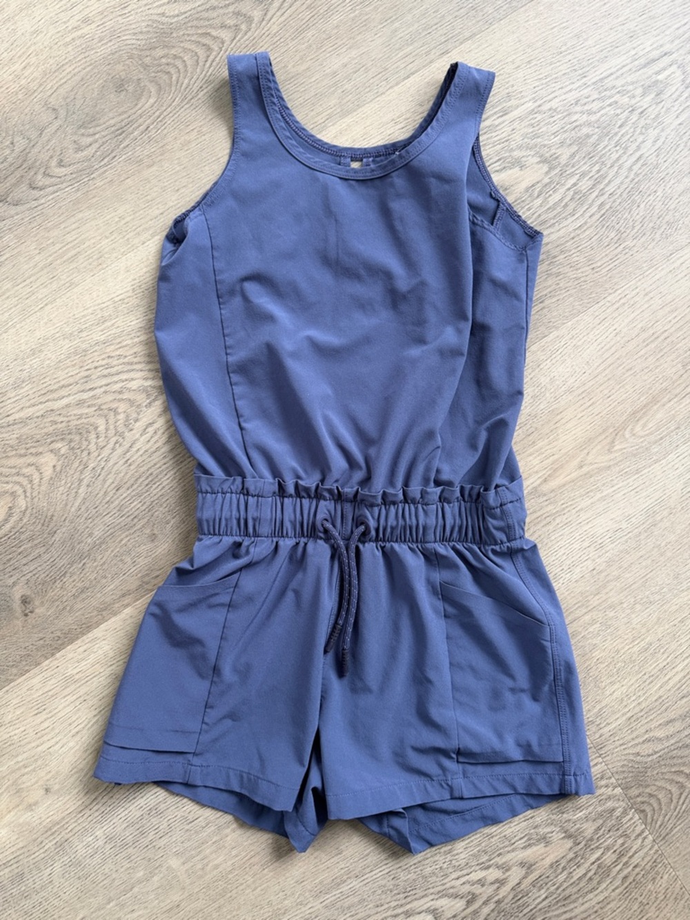 Girls' Athleta Blue Tank Romper with Drawstring Waist